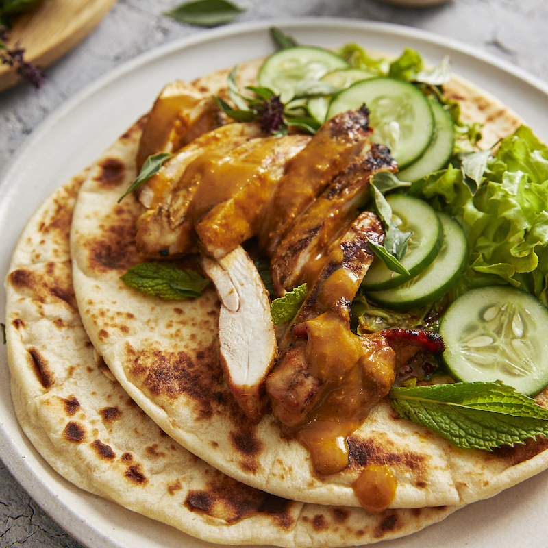 Thai Satay Chicken Wraps